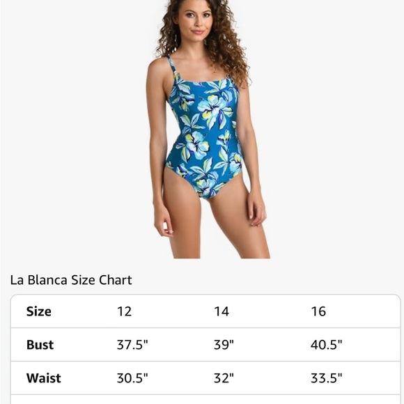 La Blanca Women's One Pc Swimsuit Tummy Control Bathing Suit Ocean/Fiji Tropics - Picture 7 of 10